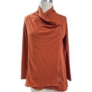Ya Los Angeles Cotton/Rayon Orange Asymmetrical Sweatshirt Jacket  Sz M
